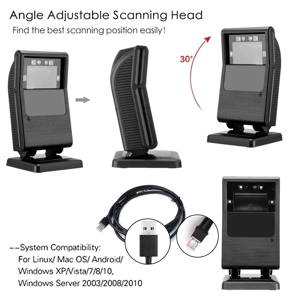 IssyzonePOS 1D 2D QR الباركود ماسحة 1200 مرات/s الباركود ماسحة التصفير الصوت قابل للتعديل التلقائي صورة USB السلكية ماسحة