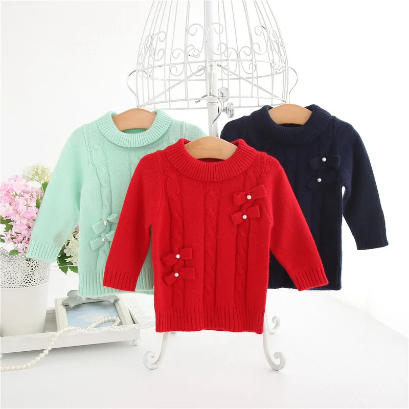 Baby Girls Sweater 2017 Cashmere Turtleneck Sweater Solid ColorWool