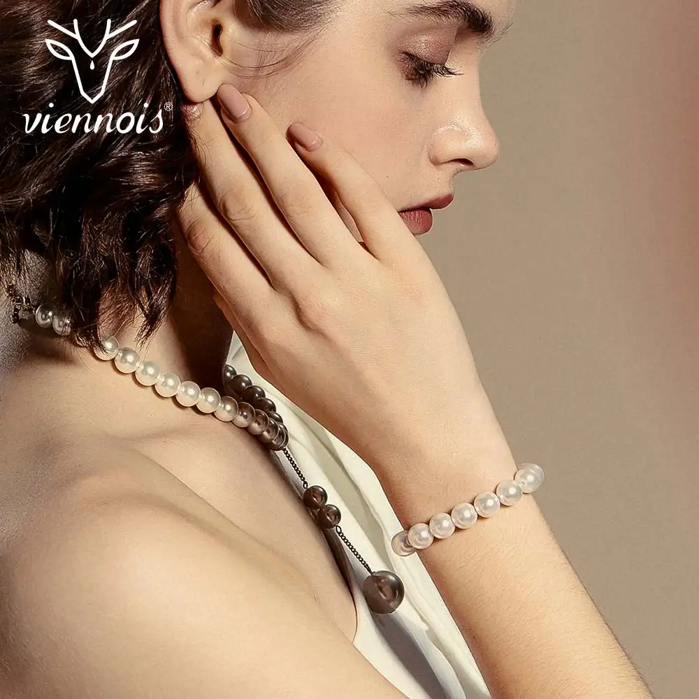 

Viennois Romantic Light Gold Color Simulated Pearl Bracelets & Bangles for Women Chain Bracelet Female Sweet Jewelry