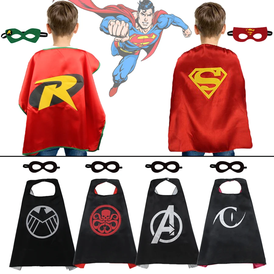 

D.Q.Z 70*70 cm Boys Light String Superman Cape Fancy Outfit Halloween Superhero Costumes One Piece Cosplay Cape Birthday