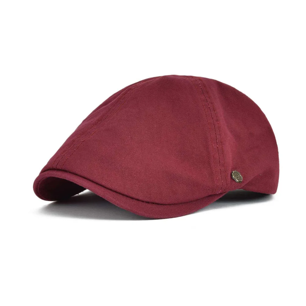 VOBOOM Red Summer Cotton Flat Cap Ivy Caps Men Women Burgundy Newsboy Cabbie Driver Solid Color Casual Camouflage Beret 063 1