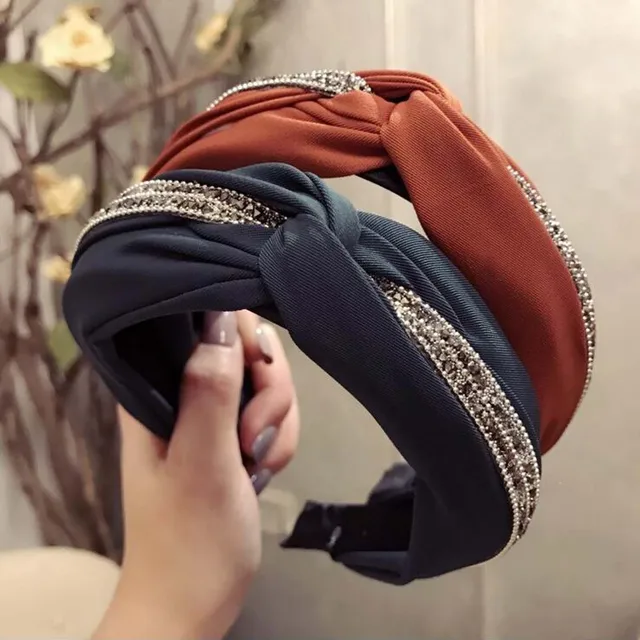 Fashion Shining Rhinestone Hairband Women Solid Headband Adult Classic Black Yellow Hair Accessories Wholesale Female Turban 5