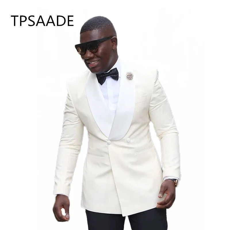 Mens-White-Formal-Business-2-Piece-Suit-Groom-Tuxedos-Evening-Prom-Shawl-Lapel-Wedding-Mens-Double