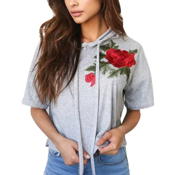 

Sweatshirt Women Models of Autumn Winter Europe the United States Fashion Wild Roses Embroidered Hooded Clothing Female Hoodies