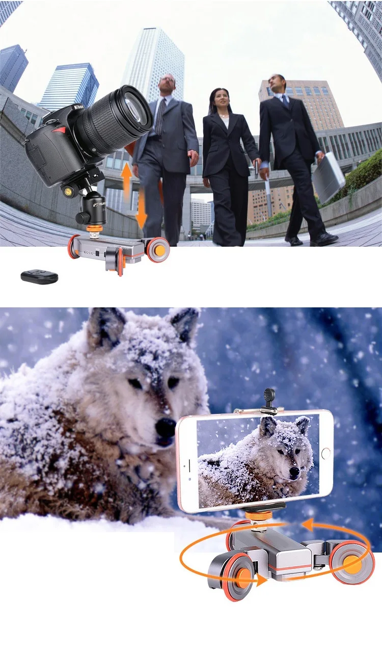 Электрический 3-х колесный автомобильная видеокамера-регистратор с креплением к глайдтрек с Беспроводной дистанционного Управление для iPhone и цифровых зеркальных фотокамер