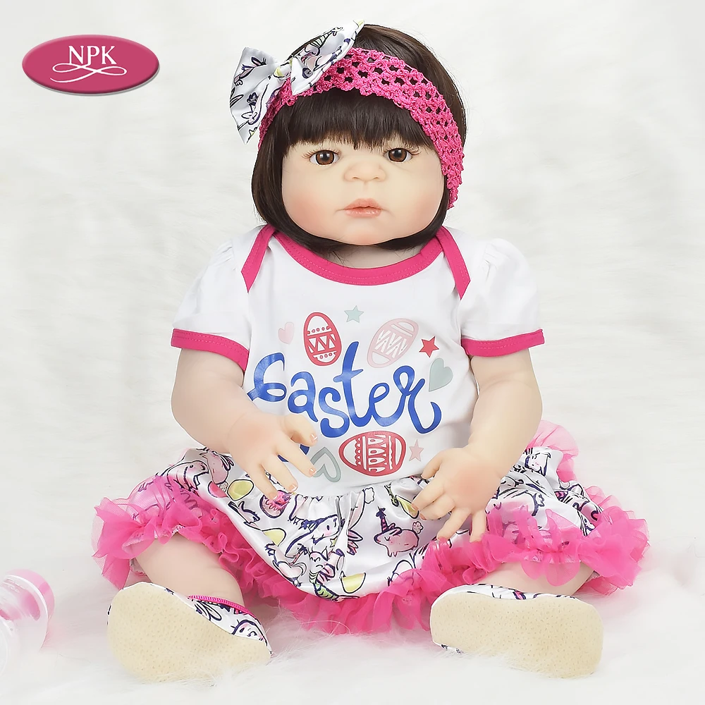 

NPK 57CM Realistic Babies Girl Reborn Doll Real Full Body Silicone Lifelik Baby Princess Bathe Toys For Girls Bebe Reborn Boneca