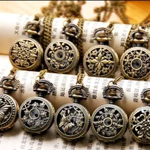 Винтажные бронзовые маленькие Смешанные 20 дизайнов карманные часы ожерелье, цветы стиль подвеска для часов. вечерние подарок