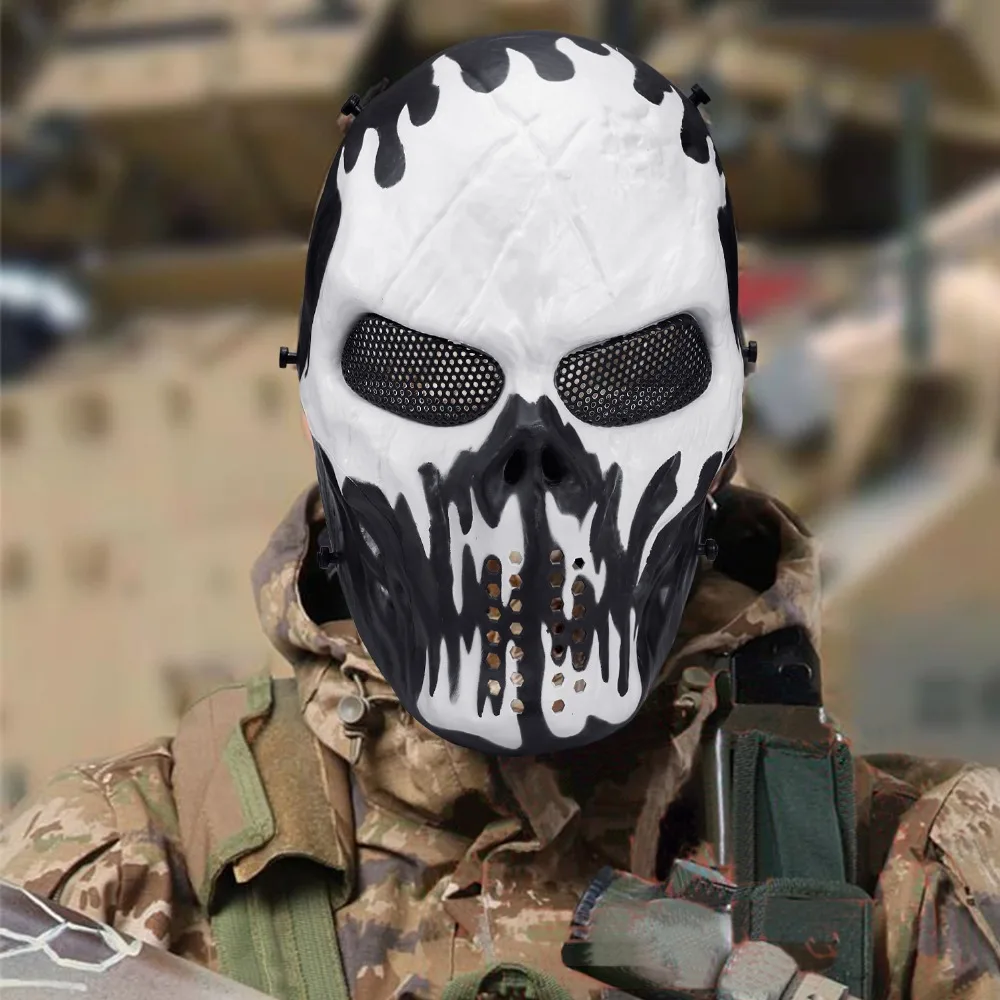 SKL Full Face Protection Airsoft Mask for Sport Hunting CS Game Halloween Party Skull Mask Mesh Eye Safety Protection Mask SKL Full Face Protection Airsoft Mask for Sport Hunting CS Game Halloween Party Skull Mask Mesh Eye Safety Protection Mask