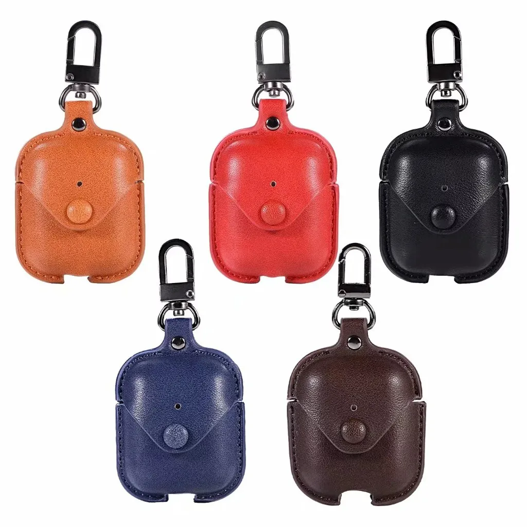 

for AirPods Headphone Case for Premium Vintage Crazy Horse Flip Headphones Storage Leather Case Portable Hook case#5$