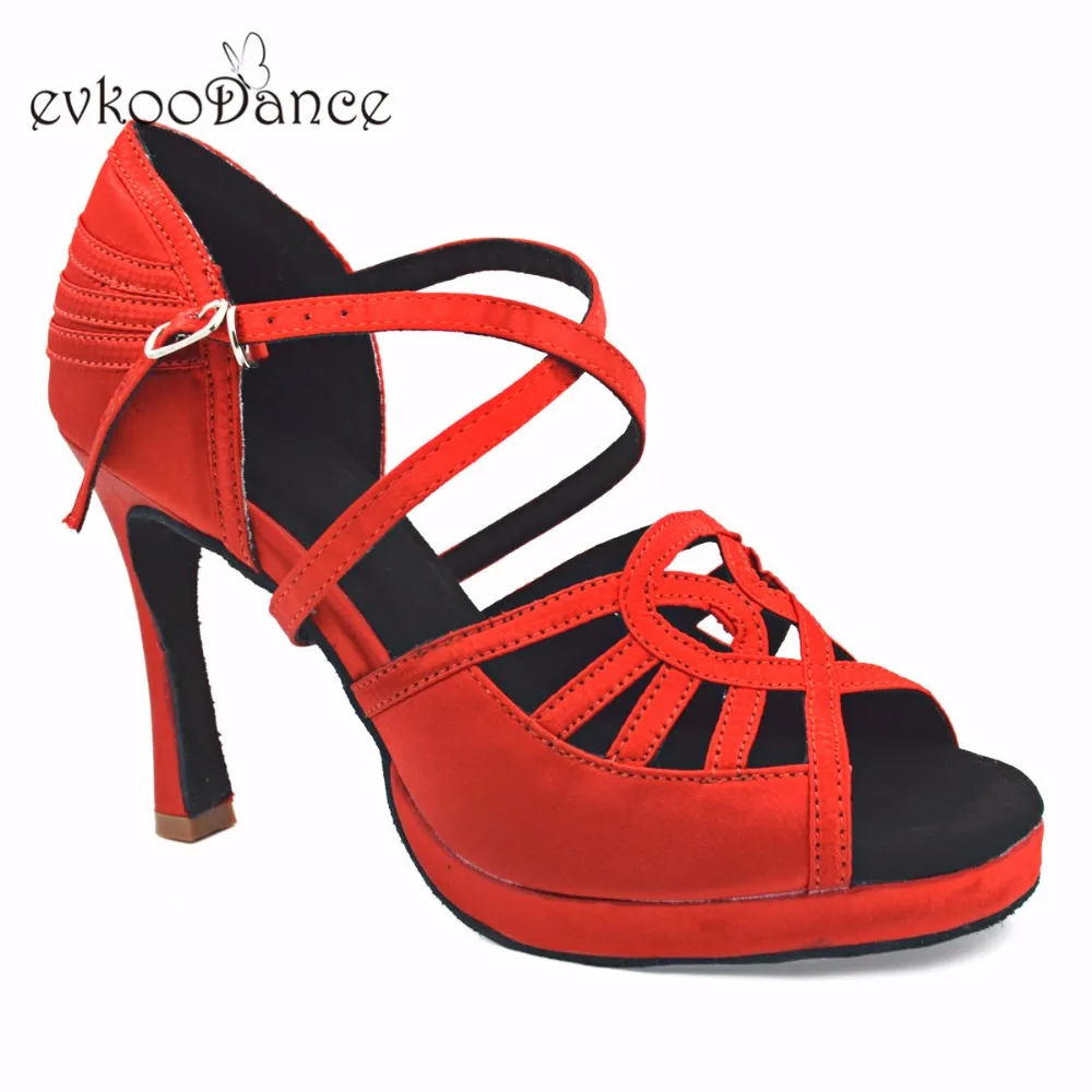 Zapatos De Baile/красные Сатиновые туфли на высоком каблуке 10 см размеры США 4 12