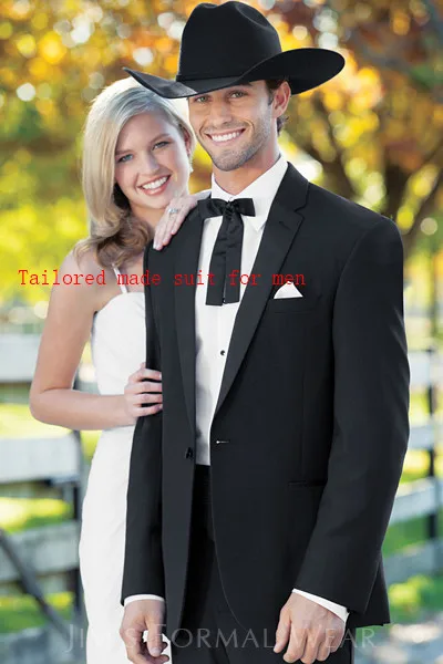 Индивидуальные свадебные смокинги на одной пуговице, черные костюмы жениха на заказ с отворотом, Лучшие Мужские костюмы(куртка+ брюки+ галстук