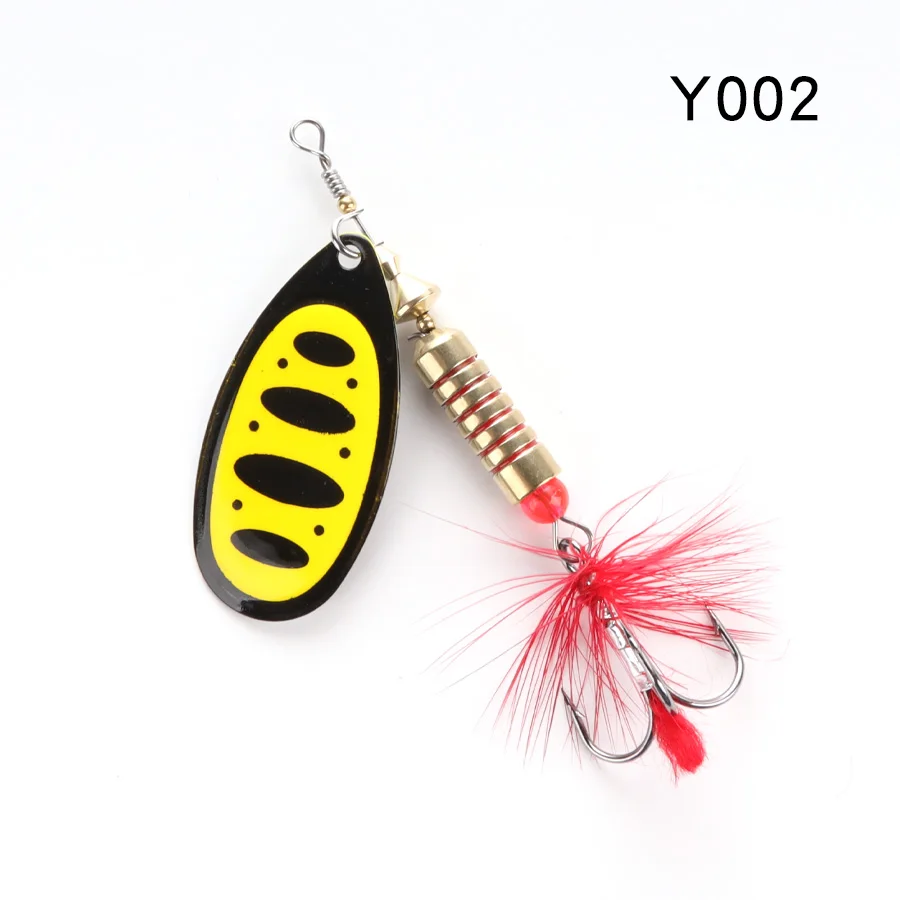 W.P.E New Spinner Lure Hard Bait 1pcs 6.5g/10g/13.5g Spoon Lure Metal Lure Feather Treble Hook Fishing Tackle Bass Fishing Pesca - Цвет: Y002