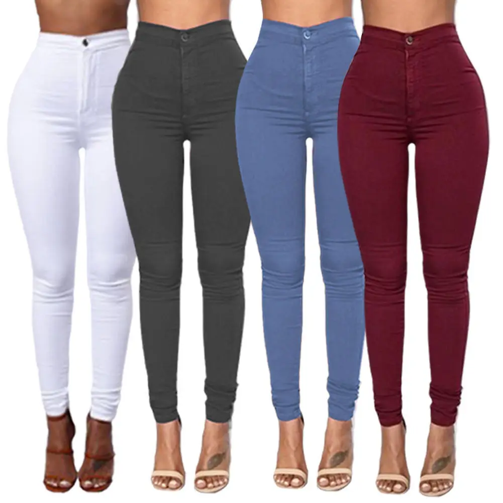 Горячая Распродажа, женские джинсовые обтягивающие джеггинсы, брюки с высокой талией, Стрейчевые джинсы, узкие брюки-карандаш