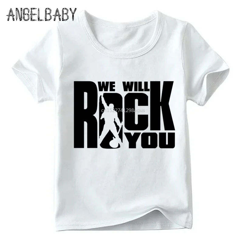 Футболка с принтом We Will Rock You Queen для мальчиков и девочек детские летние белые топы