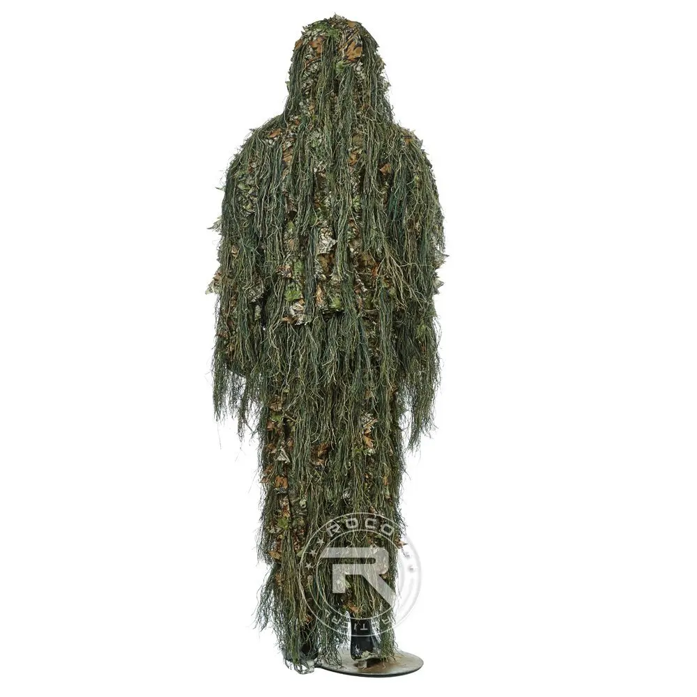 Гибридный Лесной Камуфляж Ghillie охотничий костюм, камуфляж Ghillig костюм комбинация из струны и ткани 3D дизайн легкий