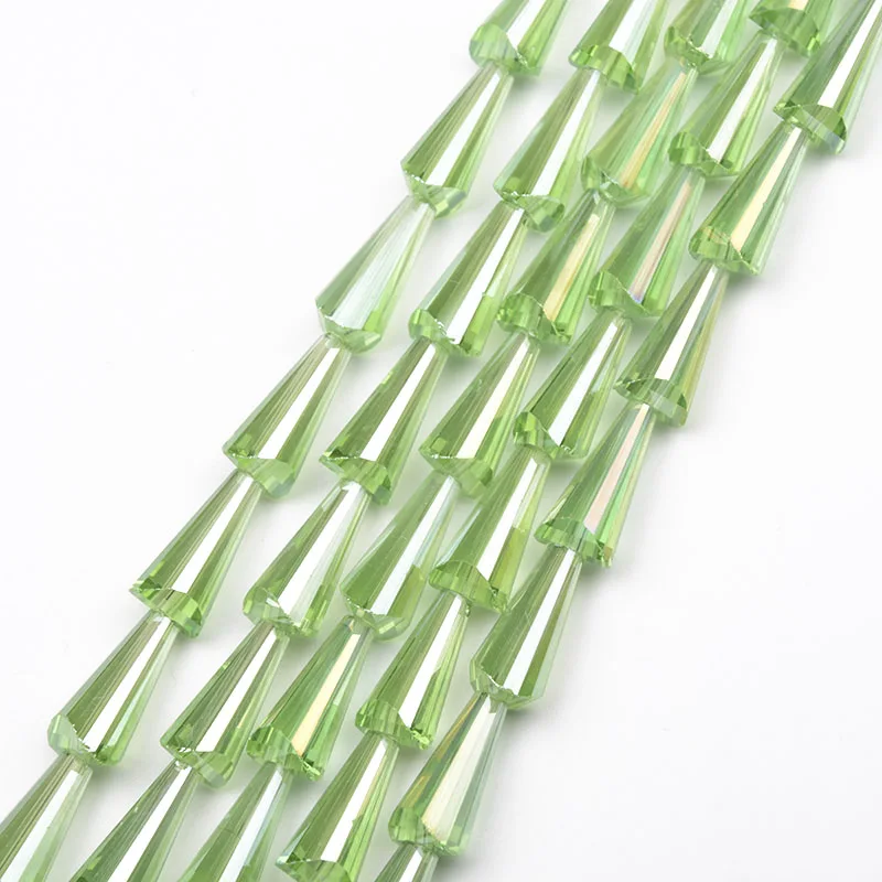 8*16 мм 50 шт Австрийские хрустальные бусины в форме башни конические бусины для украшений аксессуары для изготовления браслетов DIY - Цвет: Light green
