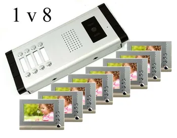 

XinSILu New Arrival High Definition 7"Wired Video Door Phone Intercom System for Multiply Layer Apartment One Camera+ 8 Monitors