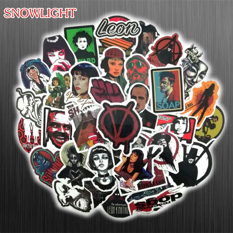 New 50PCS/Set Doodling Film Pulp Fiction PVC  Stickers For  Luggage Skateboard Laptop Trunk DIY Toys Sticker