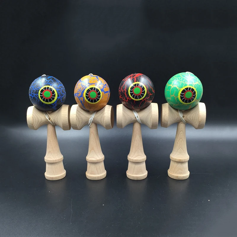 18 см Kendama деревянные игрушки глаза трещина шаблон умелое жонглирование мяч игрушки для отдыха на открытом воздухе спортивные мячи Профессиональный Kendama