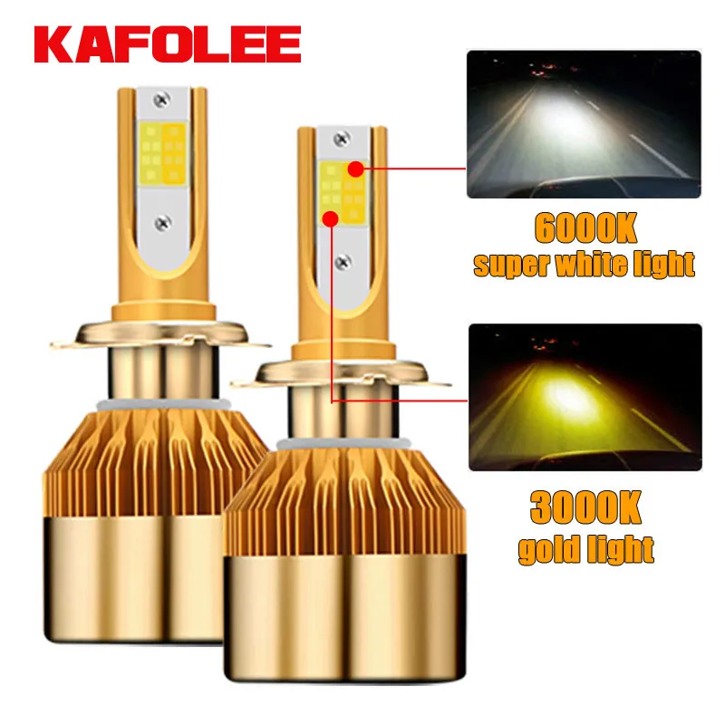

H7 LED H1 H3 H11 9005 9006 HB4 96W 9600lm Car Headlights Front Fog Light Bulb Automobiles Headlamp Double color headlight