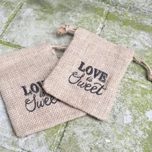2 uds. Bolsas de regalo de arpillera Natural Vintage de 10,5x14,5 CM arpillera Hessia bolsas de regalo de recuerdo de boda bolsas de yute amor Regalo boda