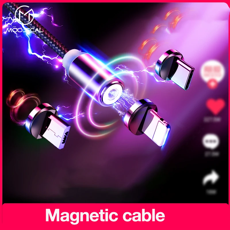 

MOOJECAL Micro USB Cable Fast Magnetic Charging USB C cable For Xiaomi Redmi Samsung s9 Magnet charger For iPhone XS X XR 8 7 6