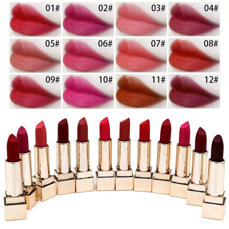 

12PCS/lot Water-Resistant Matte Lipstick Set Makeup Cosmetic Portable Mini Long-lasting Labiales Women Rouge A Levre Mat