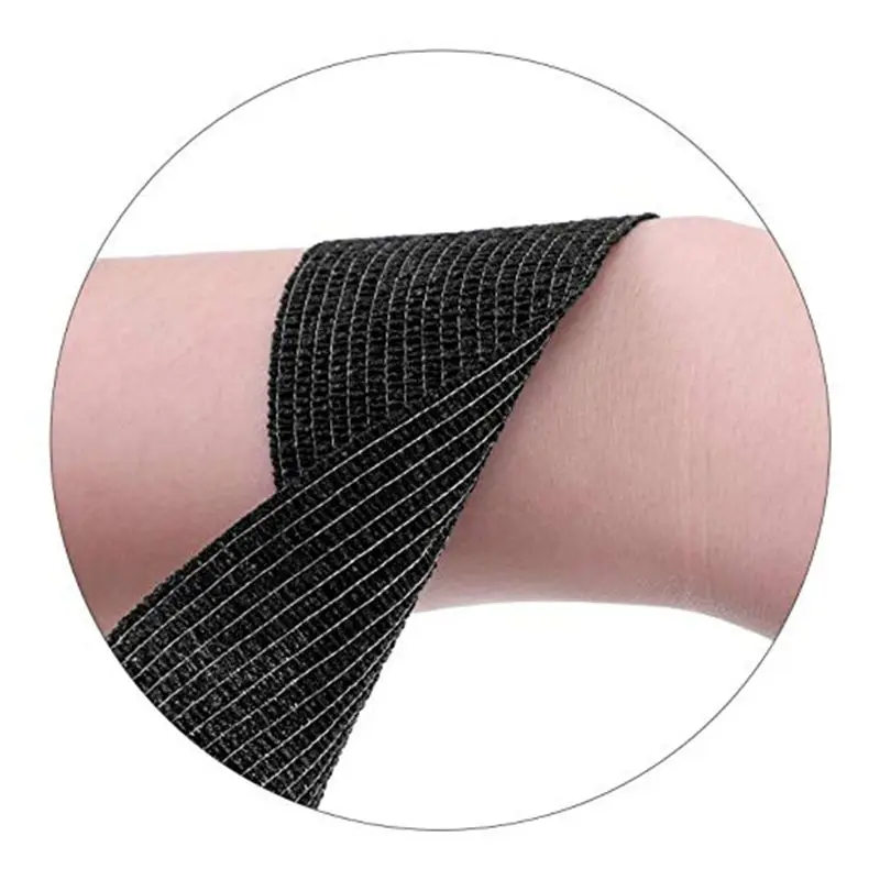 6pcs black color self-adherent cohesive tape strong sports tape wrist self-adhesive bandage roll for tattoo cover accessories