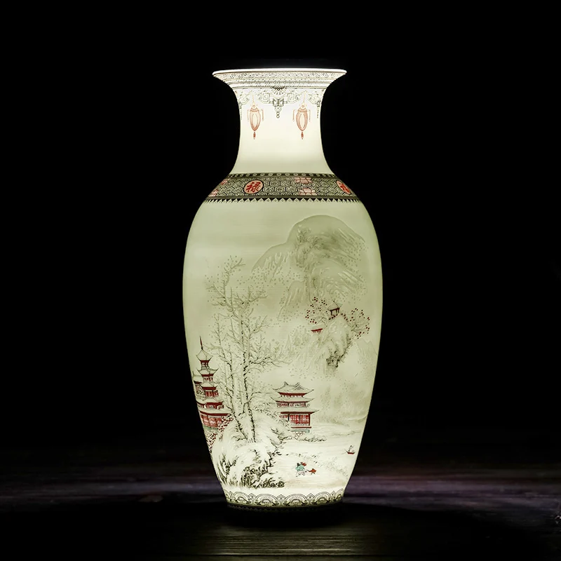 Antique Jingdezhen Ceramic Vase Eggshell Vase Desk Accessories Crafts Snow Flower Pot Traditional Chinese Style PorcelainVase flower vase ceramic vase
