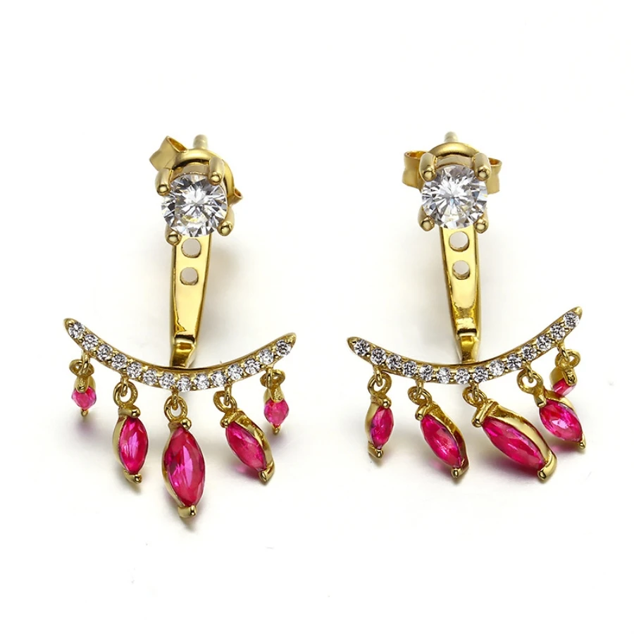 

Diamond Solitaire Stud Earrings Ruby Cubic Zirconia Cartilage Earring Gold Studs Baby Ear Climbers for Women Jewelry