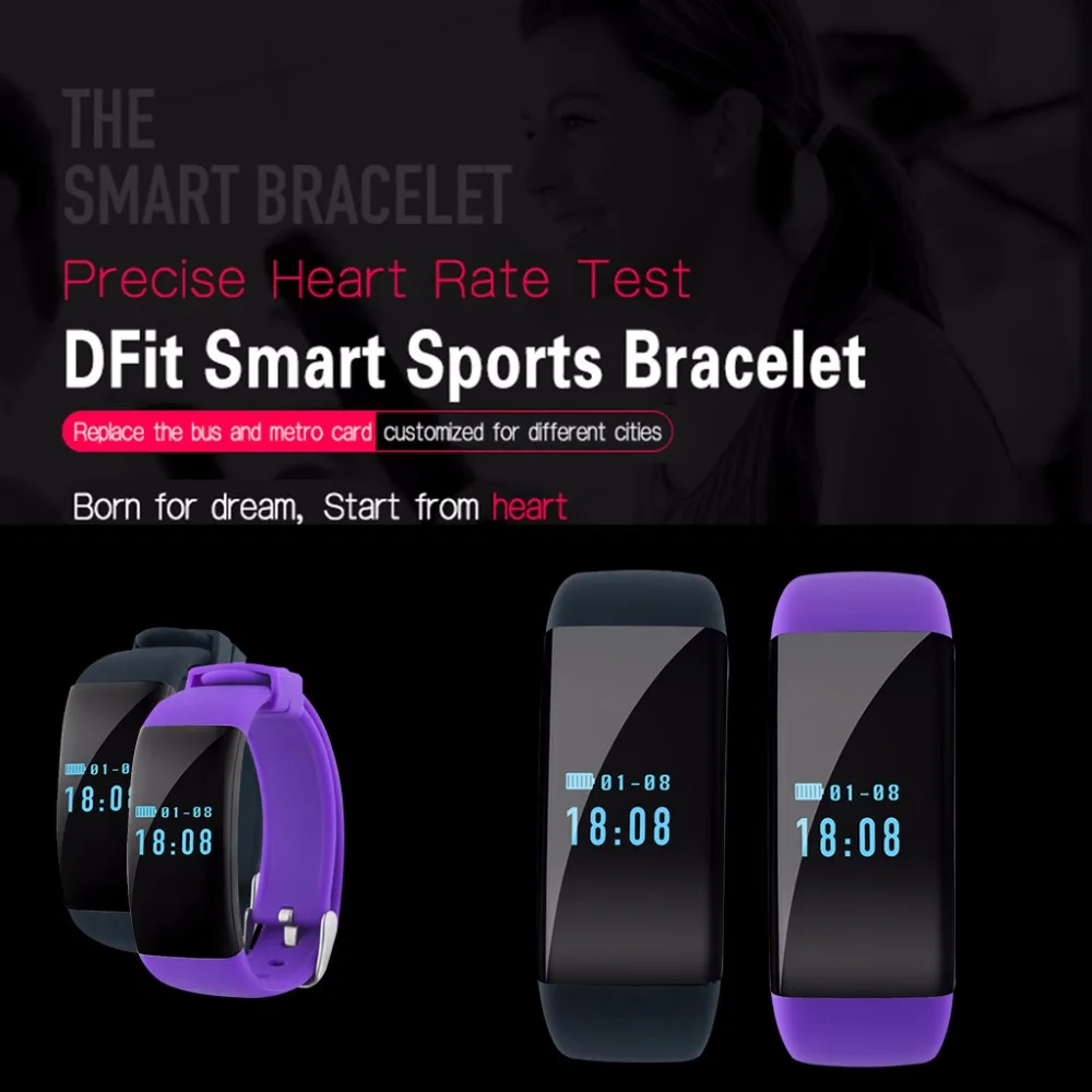 Diggro DFit oled-экран сенсорная Работа Смарт-браслет трекер сердечного ритма Bluetooth 4,0 IP68 Водонепроницаемый фитнес-трекер