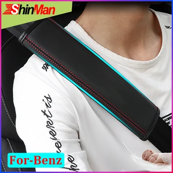 

ShinMan 2x Leather CAR Seat belt pad Seat belt shoulder pad Safety belt For Mercedes-Benz C E M S R Class CLK CLS SL SLK GLK