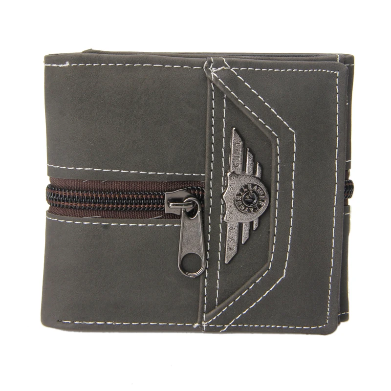 

THINKTHENDOMen's Boy Punk Vintage Faux Leather Zipper Wallet Trifold Card Holder Mini Purse