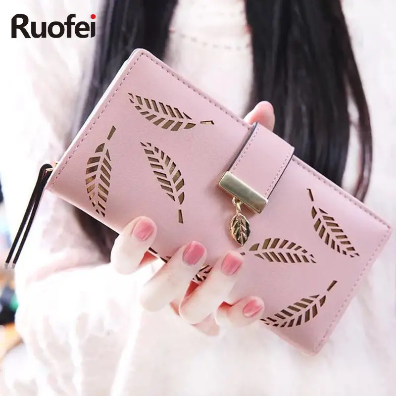 

2017 Women Wallets Leaf RUO FEI Wallet Leather Clutch Women Card Holder Purse Lady Long Handbag carteras mujer purse female