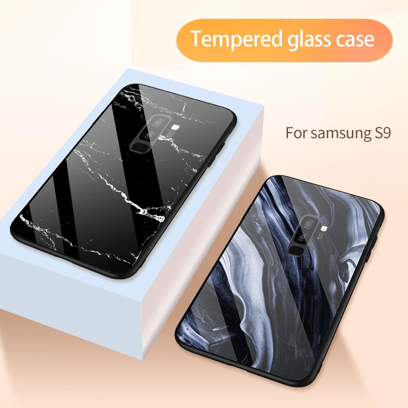 

Luxury Original Marble Tempered Glass Hard Case For Samsung Galaxy s8 s9 s10 Plus Note 9 8 Shockproof Case Back Covers Coque
