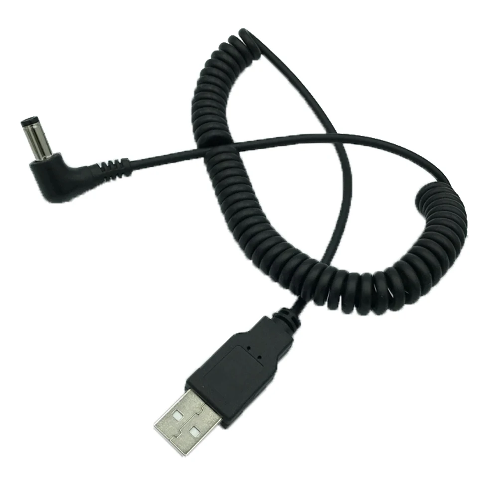 

1.5M Spring Coiled USB Cable USB 2.0 A Male Plug to DC Power Jack 5.5mm x2.1mm Cord Cable Black