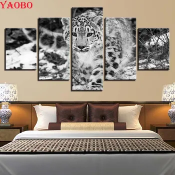 

5 PCS Diamond Embroidery Full Display 5D DIY Diamond Painting Forest Tiger Snow scenery Full Square Mosaic Picture Rhinestone