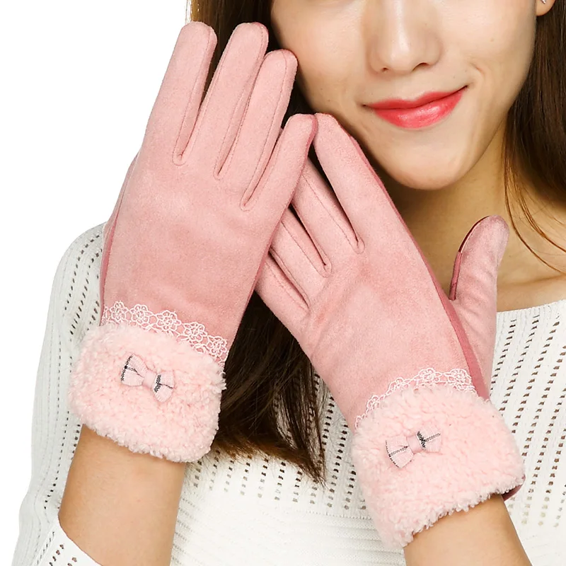 Buy REALBY Womens Gloves Winter Gants Femme Lace