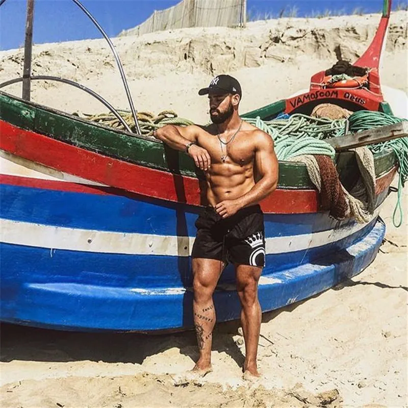 Men Surf Board Quickk Dry Beach Shorts Elastic Waist Bottoms Printing Swimming Boardshorts 2019 Bermuda Swimwear Shorts Men