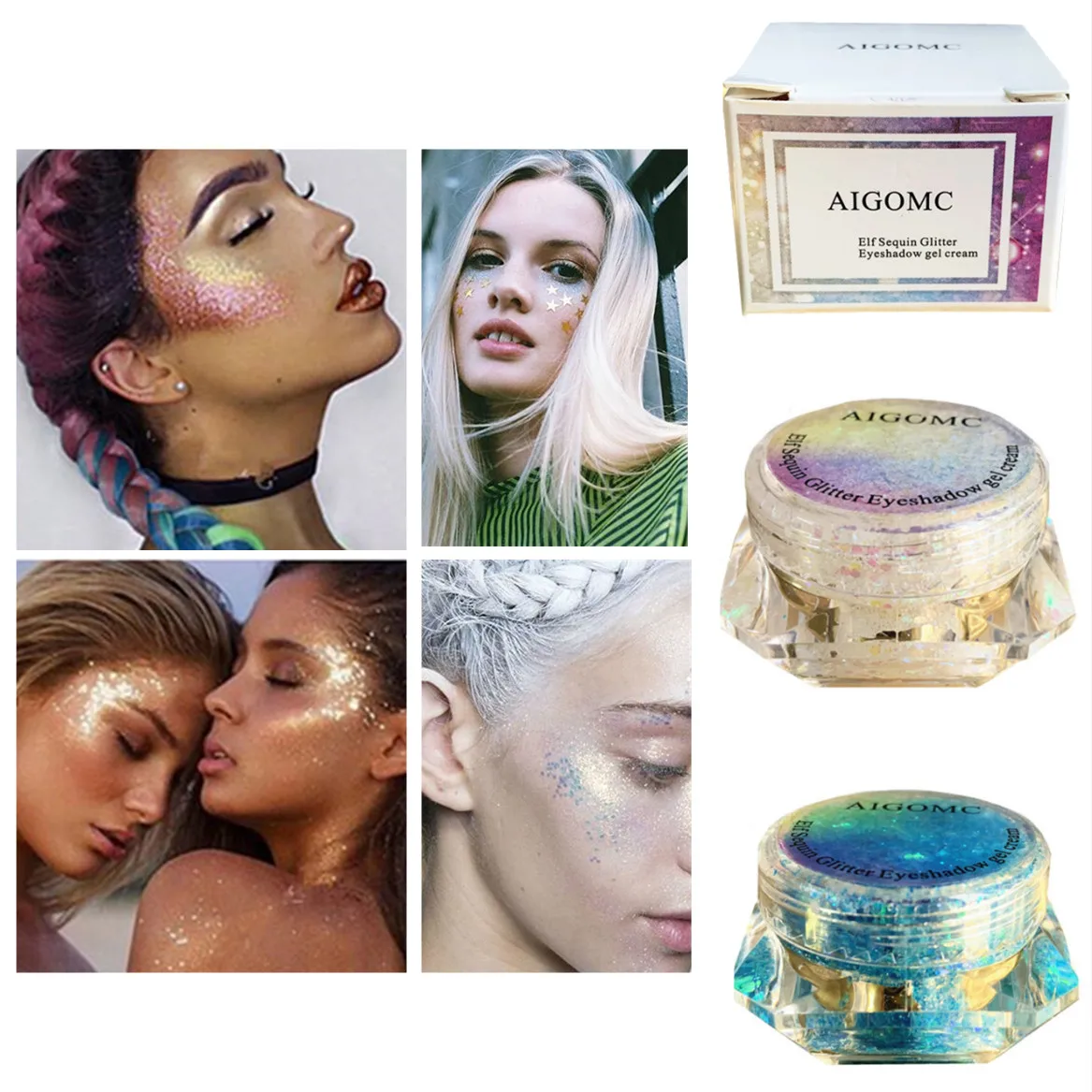 

AIGOMC Glitter Eyeshadow Primer Professional Base Primer Eye Shadow Makeup Cream Glue Sequins Multifunctional Makeup Gel