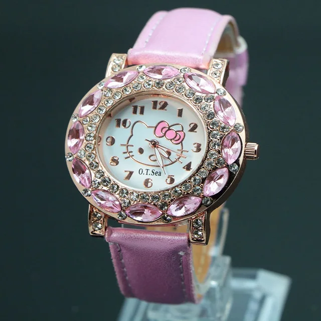 Luxury Cute Hello Kitty Watches Children Girl Women Crystal Dress Quartz Wristwa Luxury Cute Hello Kitty Watches Children Girl Women Crystal Dress Quartz Wristwa
