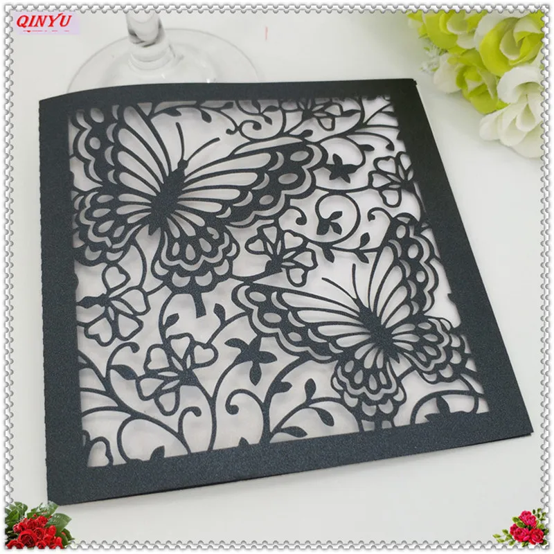 50pcs Laser Cut Greeting Cards fashion blessing Post Card Wedding