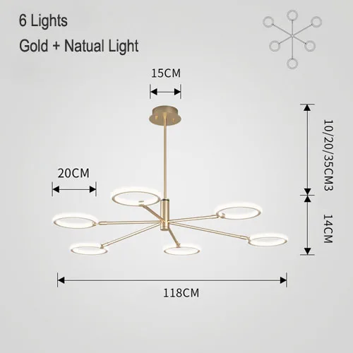 Внутренний светодиодный потолочный Люстра, освещение, повседневный свет, гостиная, спальня, современная канделябры люстры, освещение для дома, светильники, лампадер - Цвет абажура: Gold 6 Lights