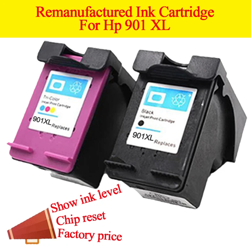 GN 2PK 901 Refilled Ink Cartridge Replacement for HP 901 XL 901XL for