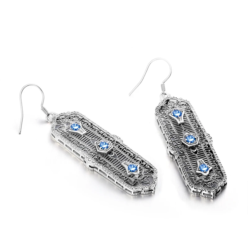 Серьги из австрийского кристалла Real London Blue CZ Стразы длинные серьги Настоящее серебро 925 пробы новые ювелирные украшения для женщин