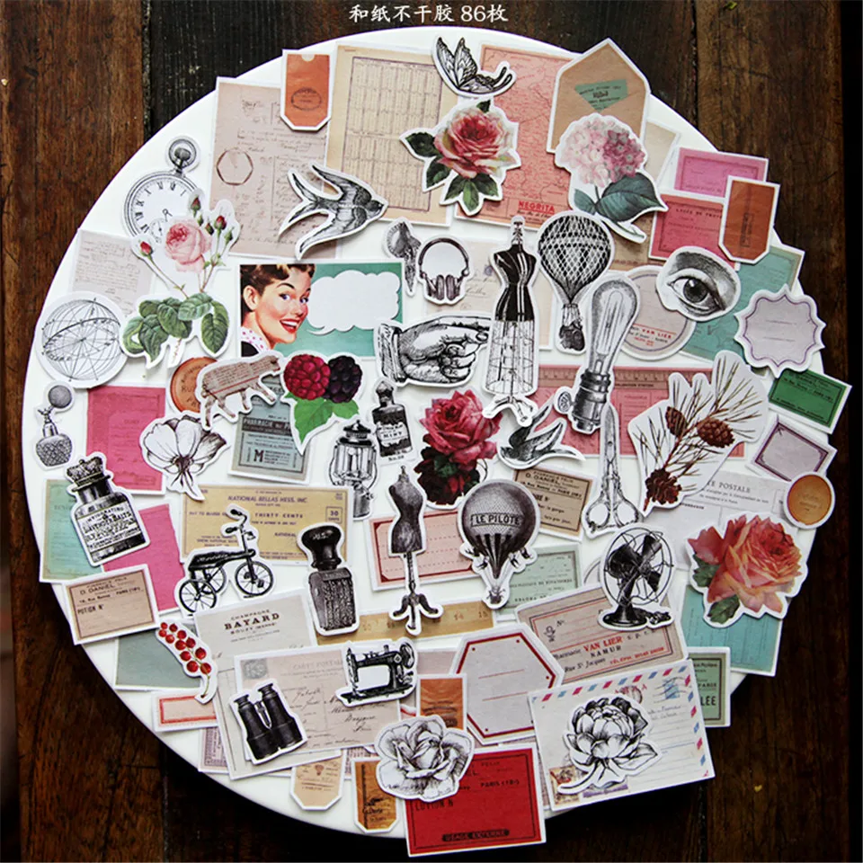 86 шт. Tim Holtz стильные бумажные наклейки s наборы высечки для DIY Скрапбукинг мусор