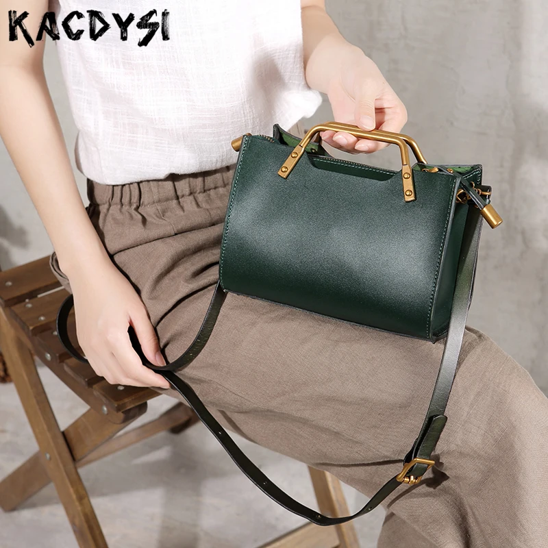 

2019 Design Natural Cowhide Leather High Quality Women's Messenger Bag Small Shoulder Bag Handmade Retro Ladies Handbag Tote Bag