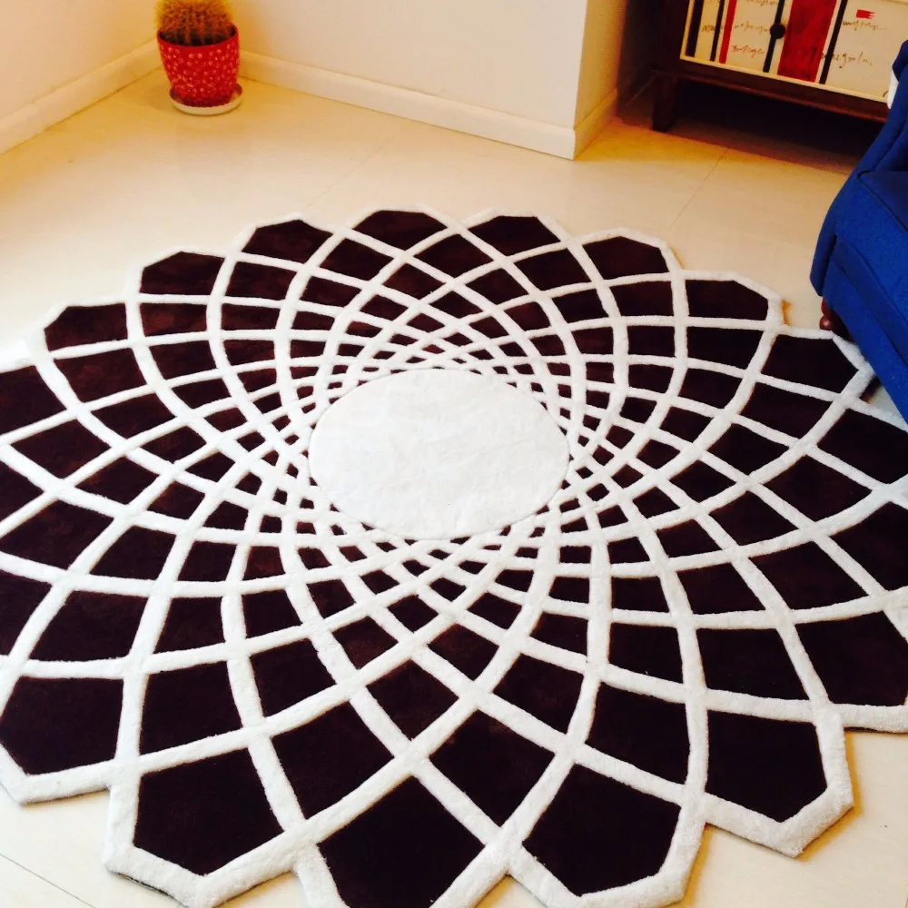 Black Round carpet alfombras Modern Handmade carpets Living room