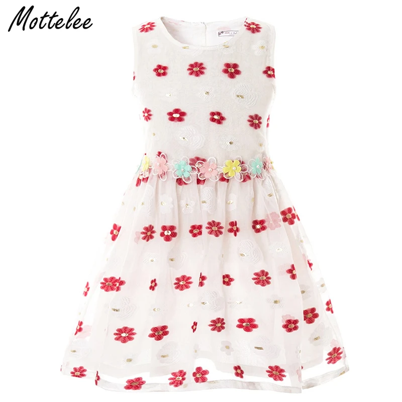 

Mottelee Girls Dress Embroidery Flower Baby Party Dresses Summer Children Beach Dresses Kids Party Sundress for Girl