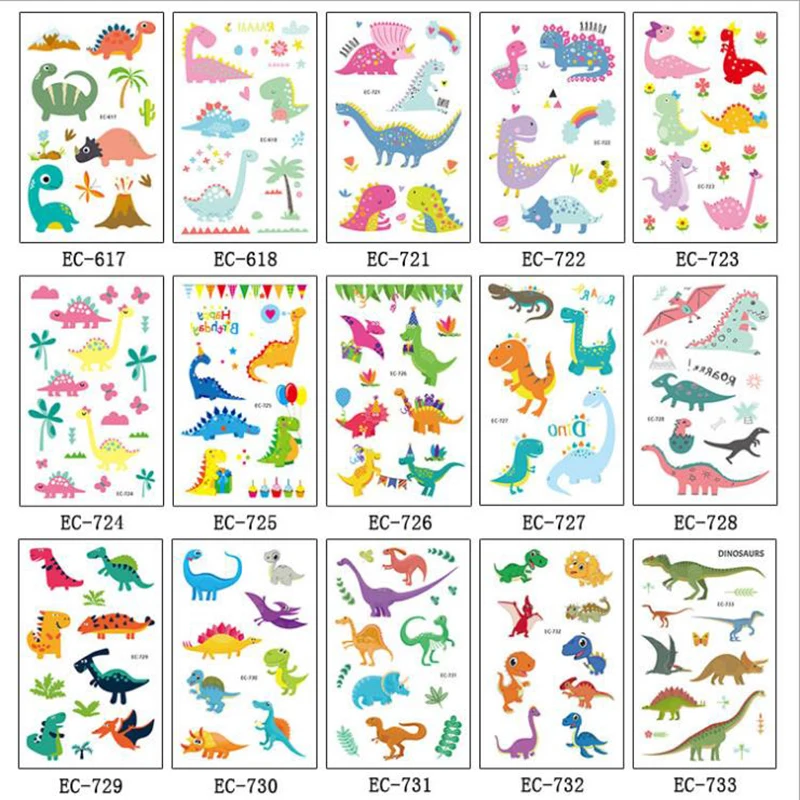 

7Sheet Children Animal Tattoo Disposable Tattoo Sticker Cartoon Environmental Protection Waterproof Personality Dinosaur Sticker